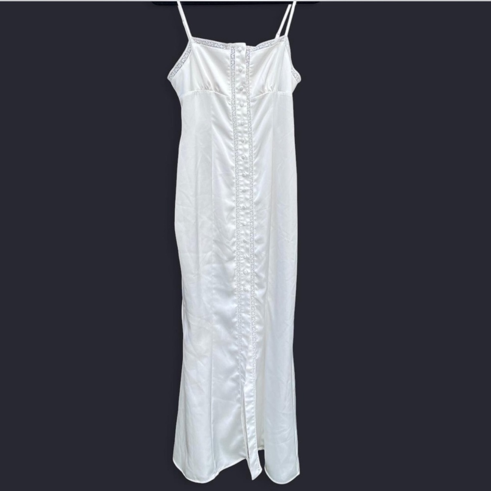 Princess Polly White Satin Button-Front Slip Dress